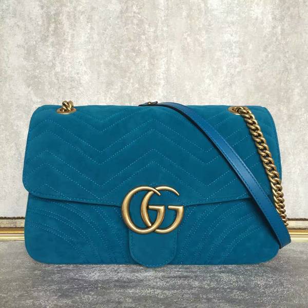 Gucci GG Suede Leather Shoulder Bag 443496 Blue