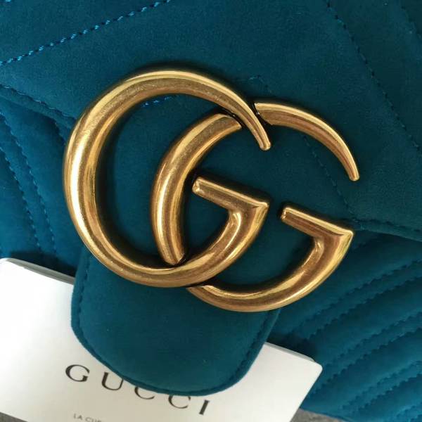 Gucci GG Suede Leather Shoulder Bag 443496 Blue