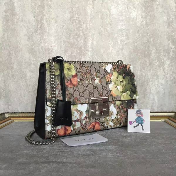 Gucci Padlock Blooms GG Shoulder Bag 409486 Green