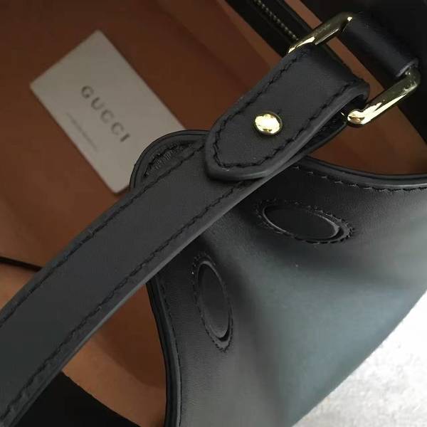 Gucci Nymphea Top Handle Bag Cowhide Leather 453766 Black