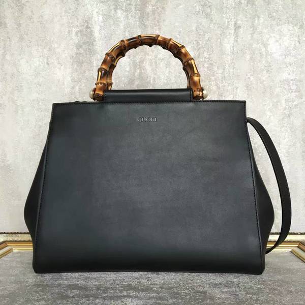 Gucci Nymphea Top Handle Bag Cowhide Leather 453766 Black