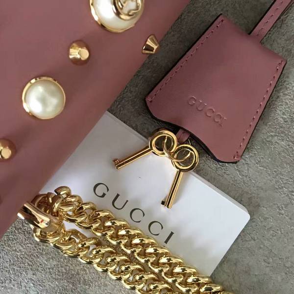 Gucci Padlock Studded Leather Shoulder Bag 432182A Pink