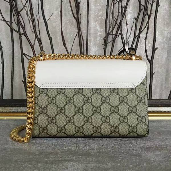 Gucci Padlock Studded Leather Shoulder Bag 432182A White