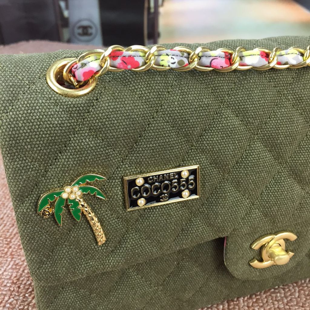 Chanel Suede Leather Shoulder Bag 17204 Green