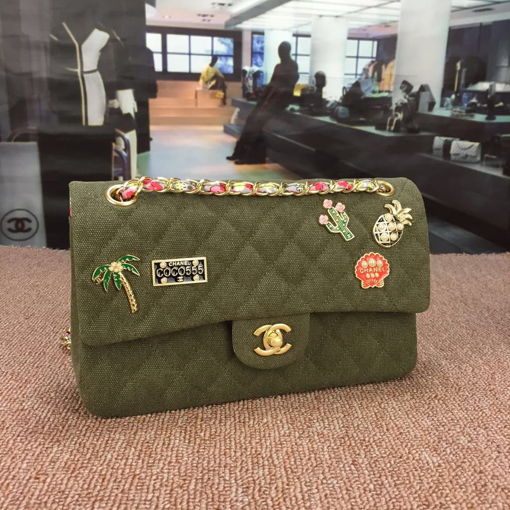 Chanel Suede Leather Shoulder Bag 17204 Green