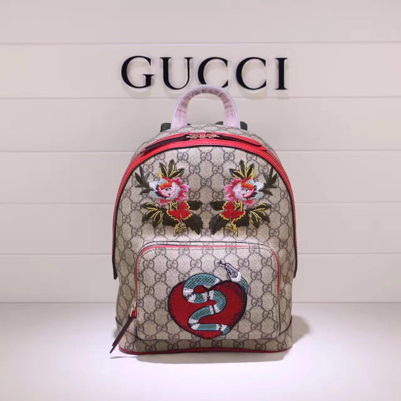 Gucci GG Canvas Backpack 427042 Red