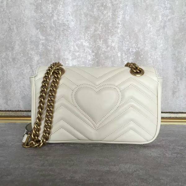 Gucci Now GG Marmont Mini Shoulder Bag 446744 White