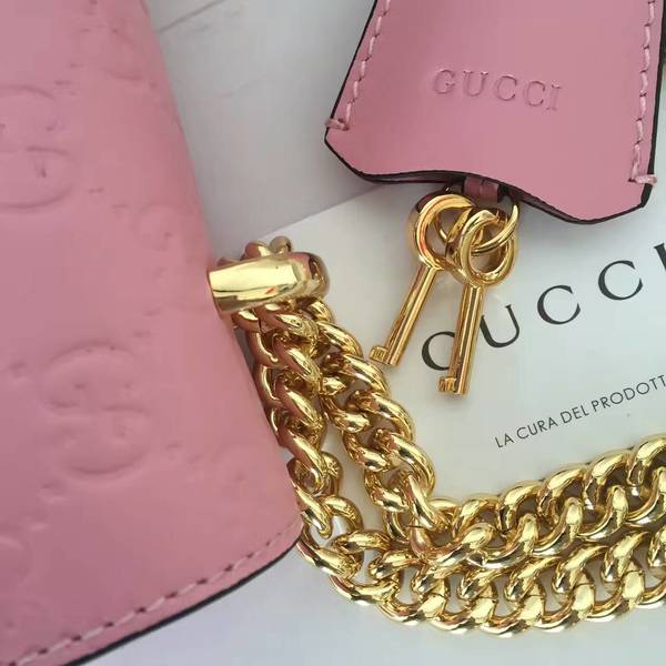 Gucci Padlock Series Gucci Signature Shoulder Bag 409486 Light Pink