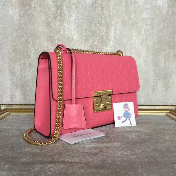 Gucci Padlock Series Gucci Signature Shoulder Bag 409486 Pink