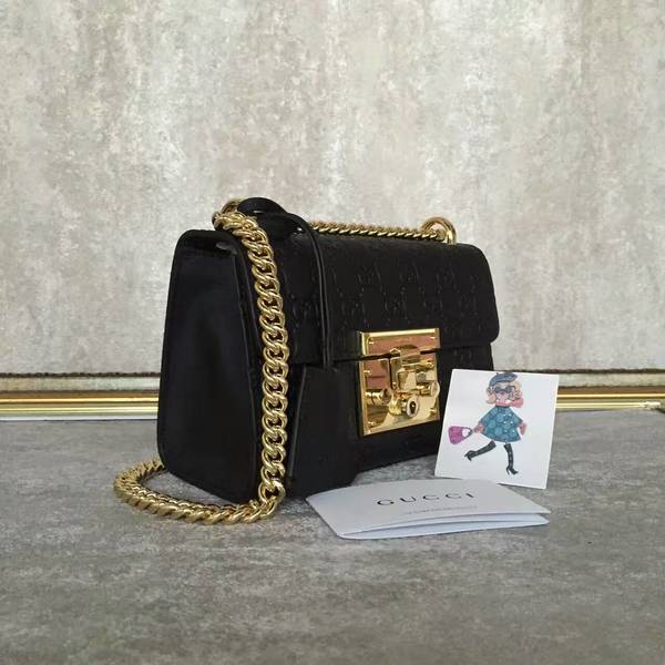 Gucci Padlock Gucci Signature Mini Shoulder Bag 409487A Black