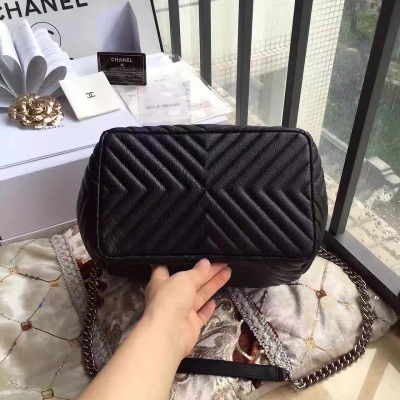 Chanel Deerskin Leather Bucket bag 17217 Black