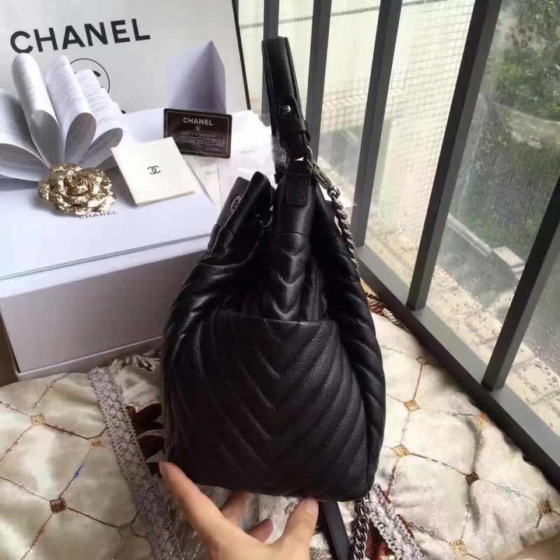 Chanel Deerskin Leather Bucket bag 17217 Black