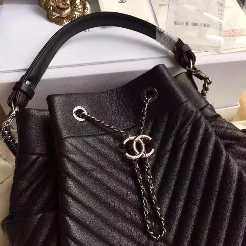 Chanel Deerskin Leather Bucket bag 17217 Black