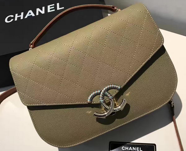 Chanel Flap Shoulder Bag Original Calfskin Leather A93578 Green