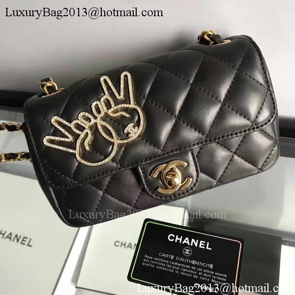 Chanel mini Classic Flap Bag Original Sheepskin A1116E Black