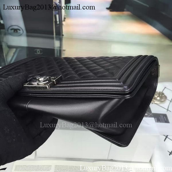 Boy Chanel Flap Bag Black Original Sheepskin Leather A67088 Silver