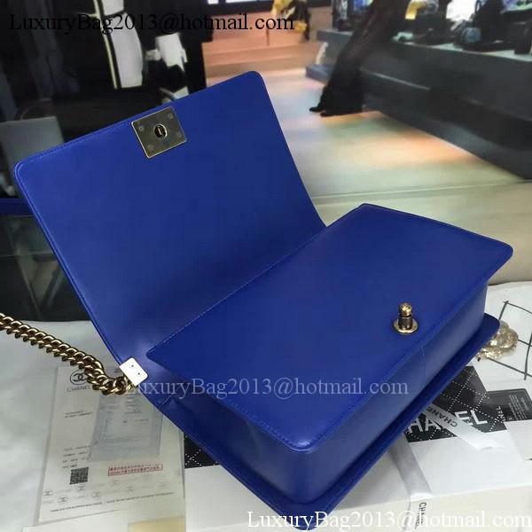 Boy Chanel Flap Bag Blue Original Sheepskin Leather A67088 Gold