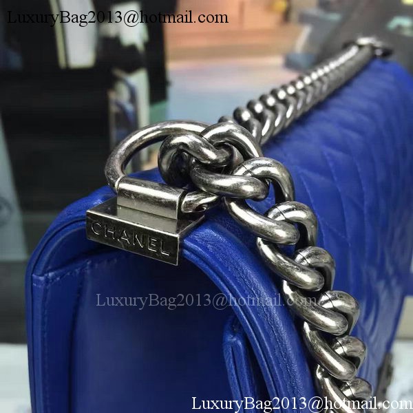 Boy Chanel Flap Bag Blue Original Sheepskin Leather A67088 Silver