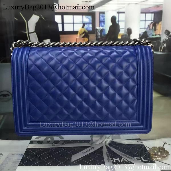 Boy Chanel Flap Bag Blue Original Sheepskin Leather A67088 Silver