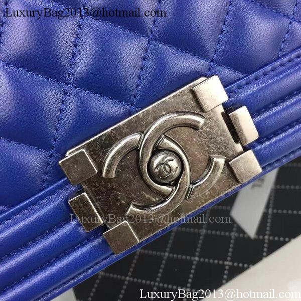 Boy Chanel Flap Bag Blue Original Sheepskin Leather A67088 Silver