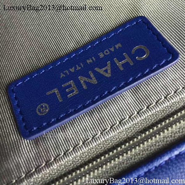Boy Chanel Flap Bag Blue Original Sheepskin Leather A67088 Silver