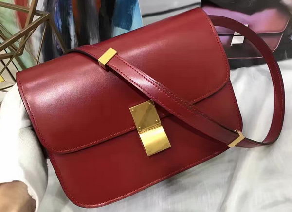 Celine Classic Box Flap Bag Smooth Leather C20447 Red