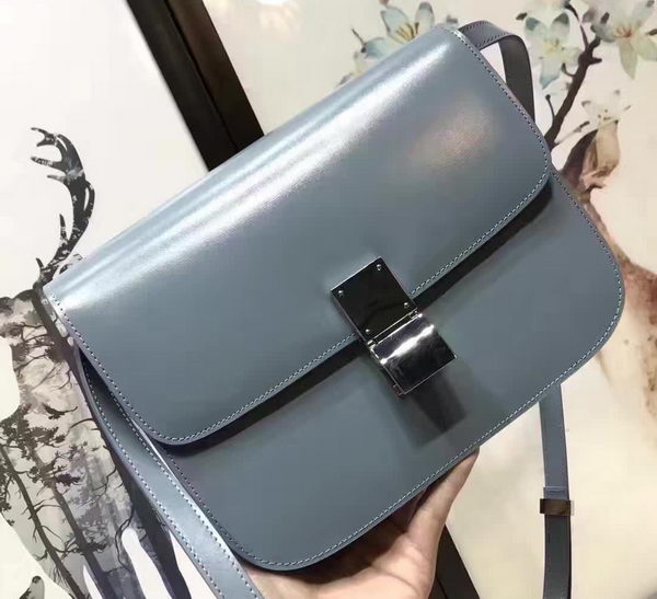 Celine Classic Box Flap Bag Smooth Leather C20447 SkyBlue