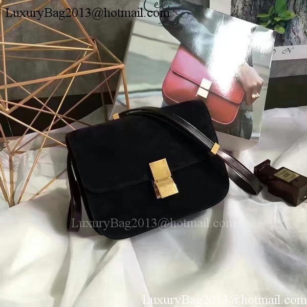 Celine Classic Box Flap Bag Suede Leather C20445 Black