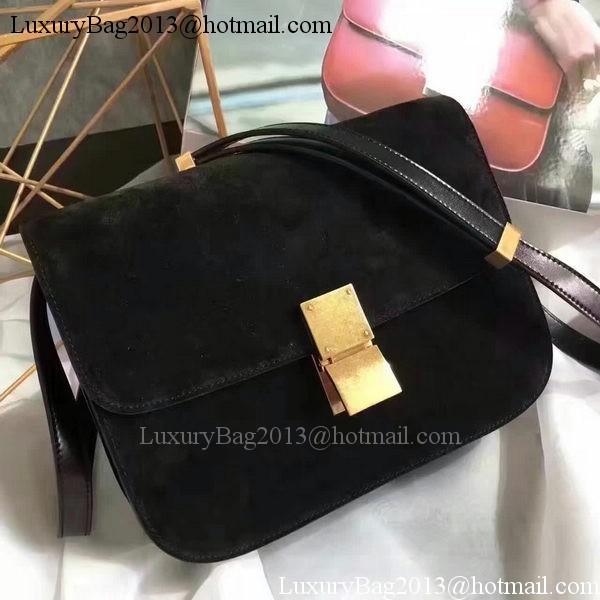 Celine Classic Box Flap Bag Suede Leather C20445 Black