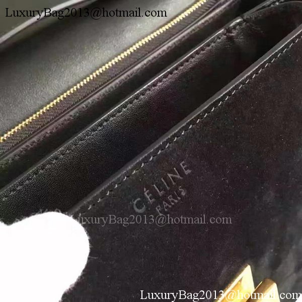 Celine Classic Box Flap Bag Suede Leather C20445 Black