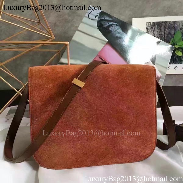 Celine Classic Box Flap Bag Suede Leather C20445 Brown