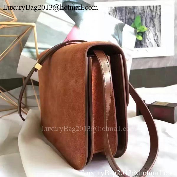 Celine Classic Box Flap Bag Suede Leather C20445 Brown