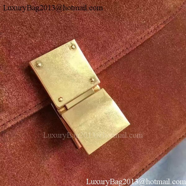 Celine Classic Box Flap Bag Suede Leather C20445 Brown