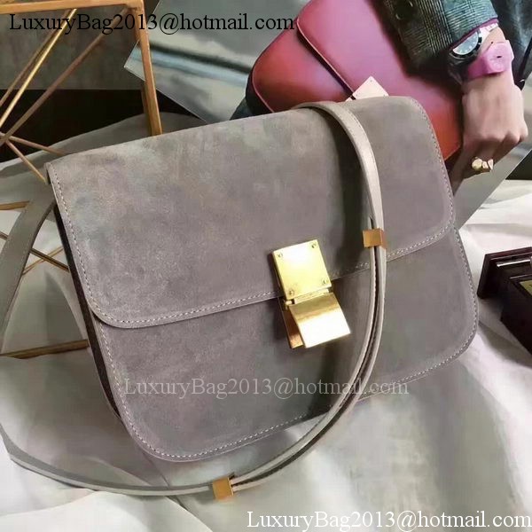 Celine Classic Box Flap Bag Suede Leather C20445 Grey