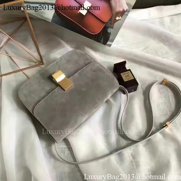 Celine Classic Box Flap Bag Suede Leather C20445 Grey