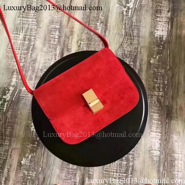 Celine Classic Box Flap Bag Suede Leather C20445 Red