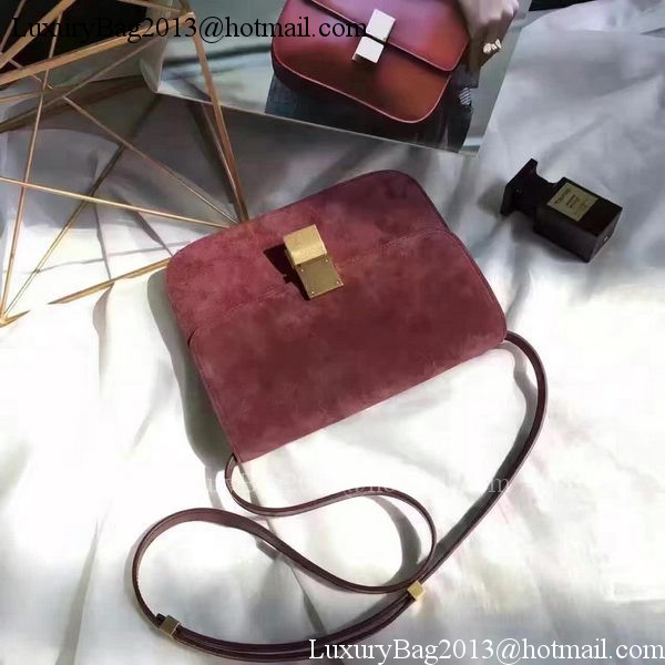 Celine Classic Box Flap Bag Suede Leather C20445 Wine