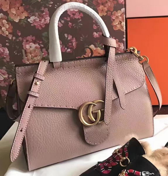 Gucci GG Marmont Leather Top Handle Bag 421890 Apricot