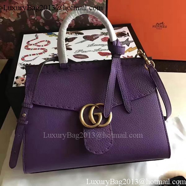 Gucci GG Marmont Leather Top Handle Bag 421890 Purple