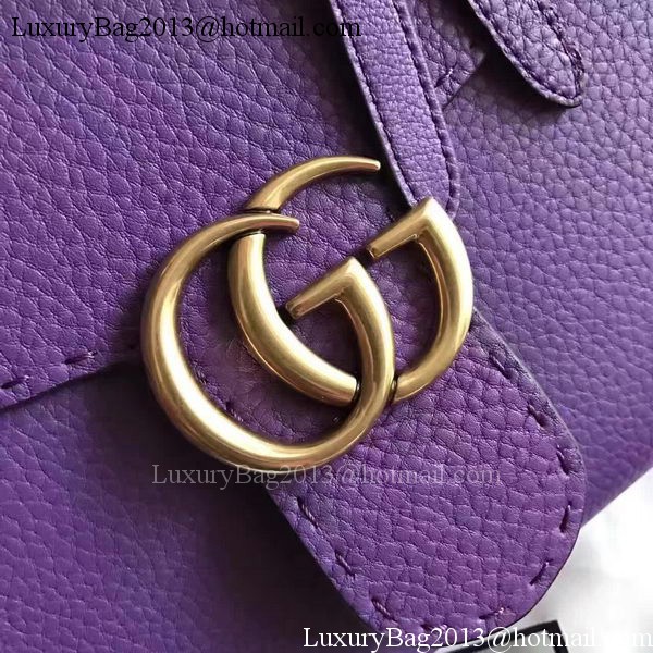 Gucci GG Marmont Leather Top Handle Bag 421890 Purple
