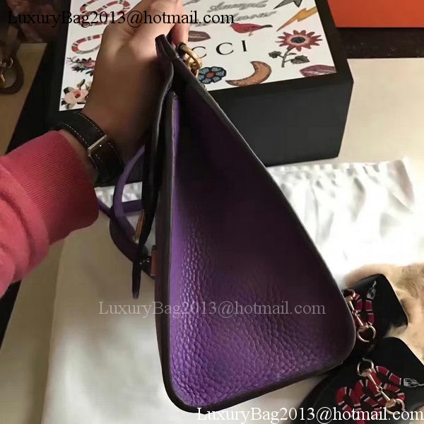 Gucci GG Marmont Leather Top Handle Bag 421890 Purple