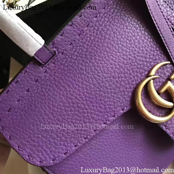Gucci GG Marmont Leather Top Handle Bag 421890 Purple
