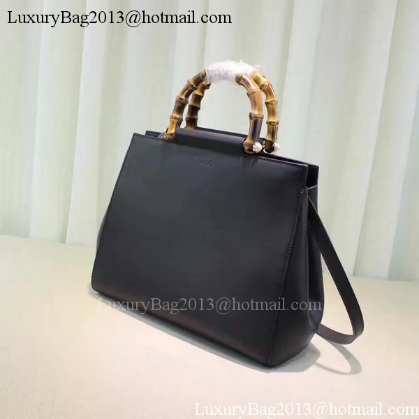 Gucci Nymphaea Leather Top Handle Bag 453766 Black