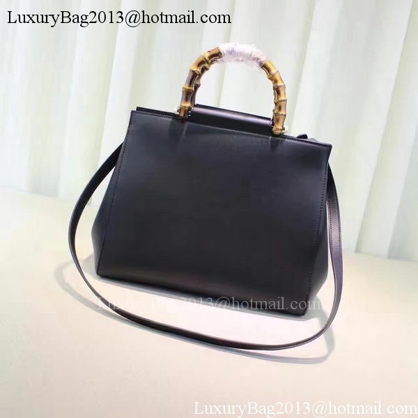 Gucci Nymphaea Leather Top Handle Bag 453766 Black