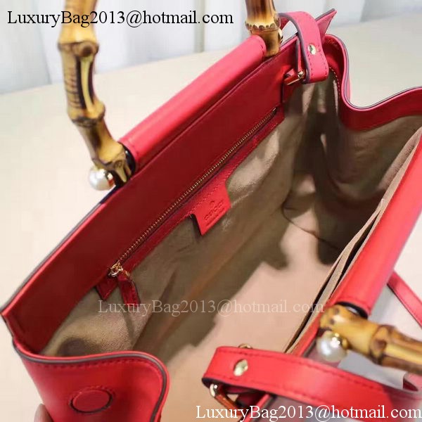 Gucci Nymphaea Leather Top Handle Bag 453766 Red