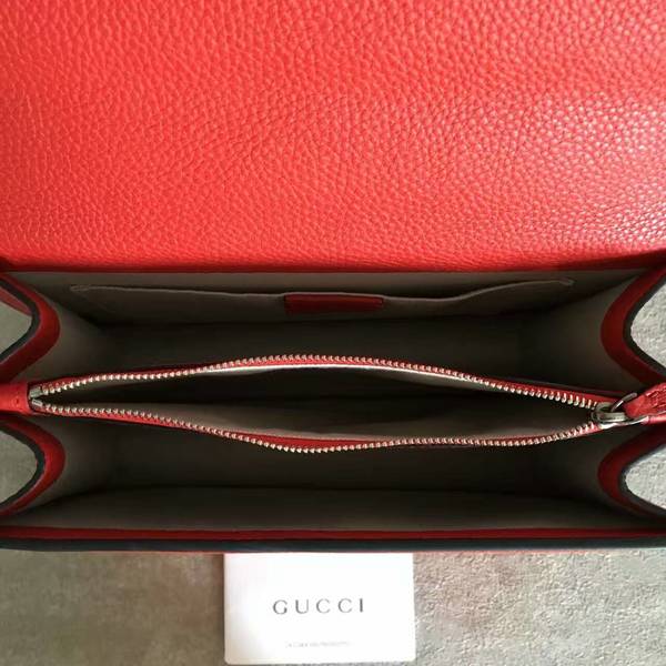 Gucci Now Bamboo Lichee Pattern Leather Top Handle Bag 448075 Red