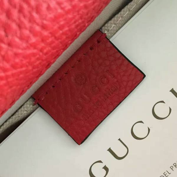 Gucci Now Bamboo Lichee Pattern Leather Top Handle Bag 448075 Red