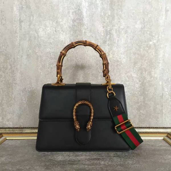 Gucci Now Bamboo Smooth Leather Top Handle Bag 448075 Black