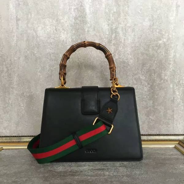 Gucci Now Bamboo Smooth Leather Top Handle Bag 448075 Black