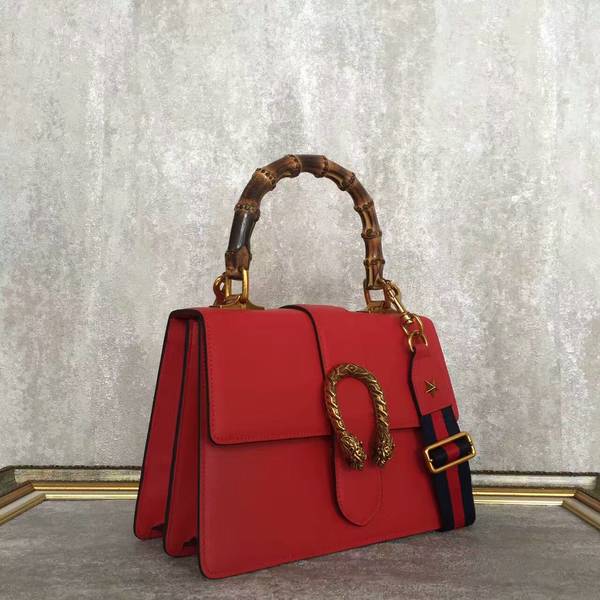 Gucci Now Bamboo Smooth Leather Top Handle Bag 448075 Red